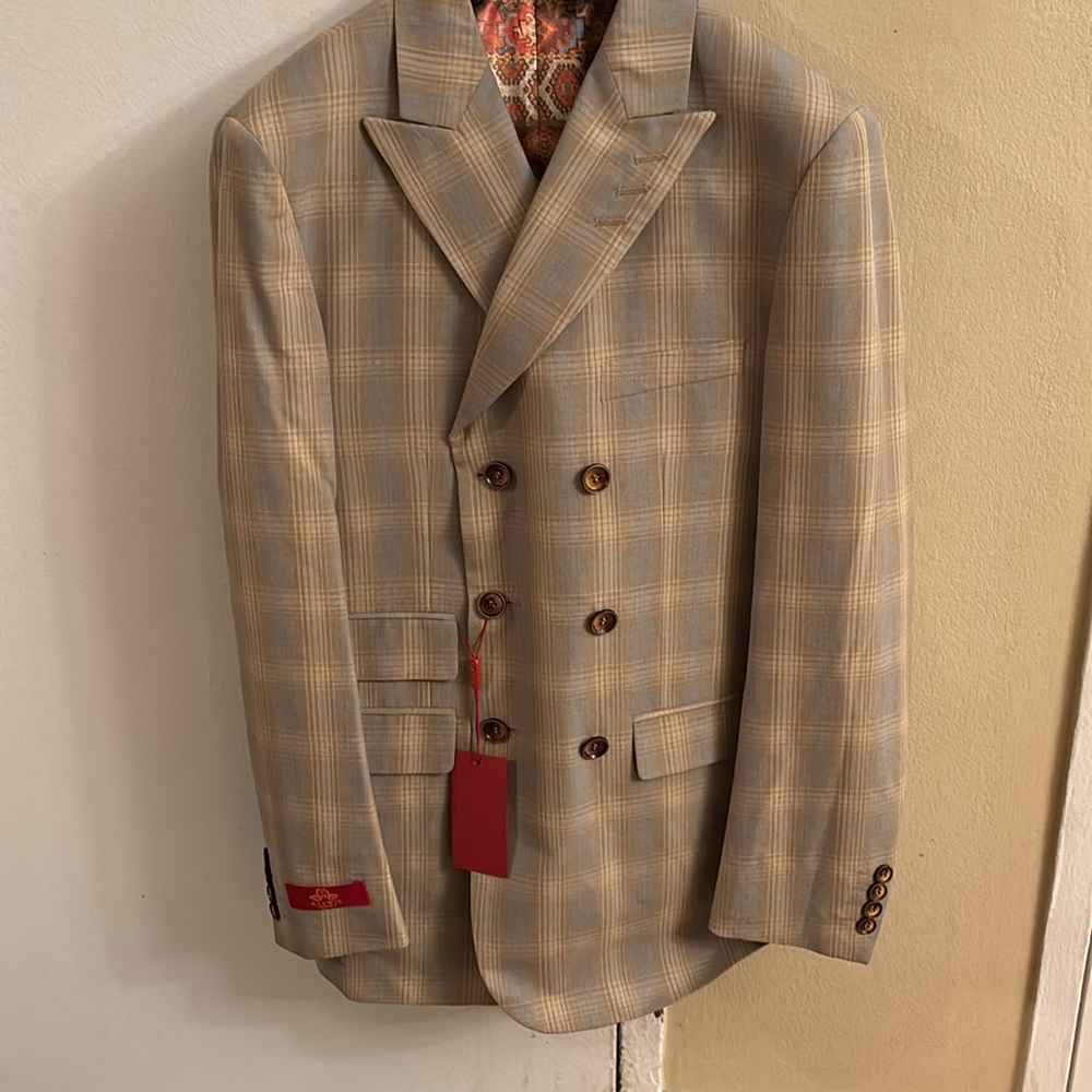 Men’s Double Breasted Plaid Suit